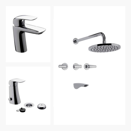 Juego Completo De Griferia, Incluye Lavatorio, Bidet Y Ducha De Embutir Epuyen Fv 000