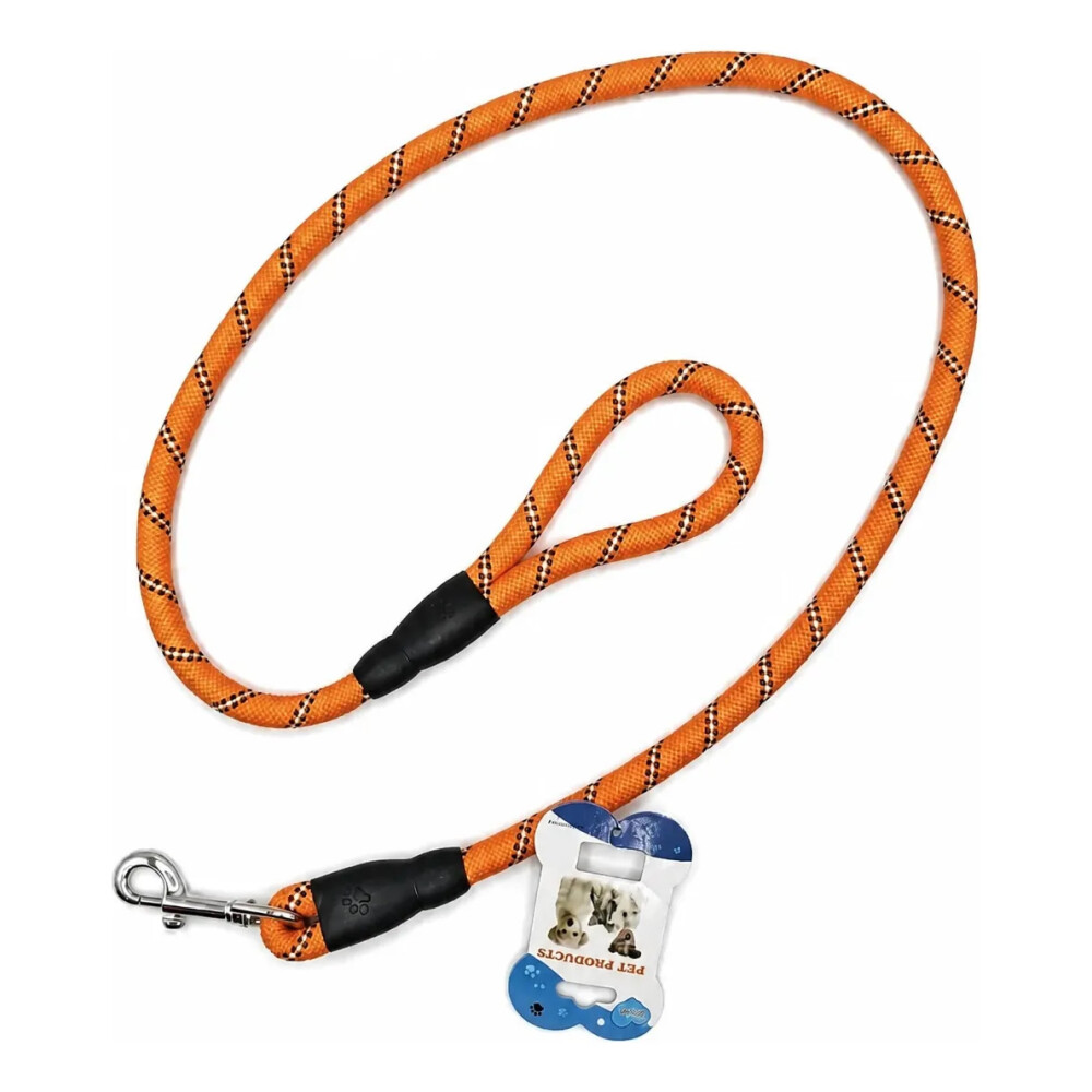 Correa Para Perro Largo Total 1.3 mts Refractaria NARANJA