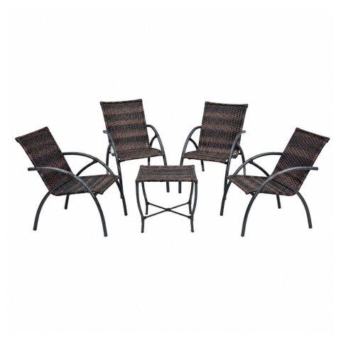 Juego de Jardín Movelmax Ivone 4 Sillas con Mesita Juego de Jardín Movelmax Ivone 4 Sillas con Mesita