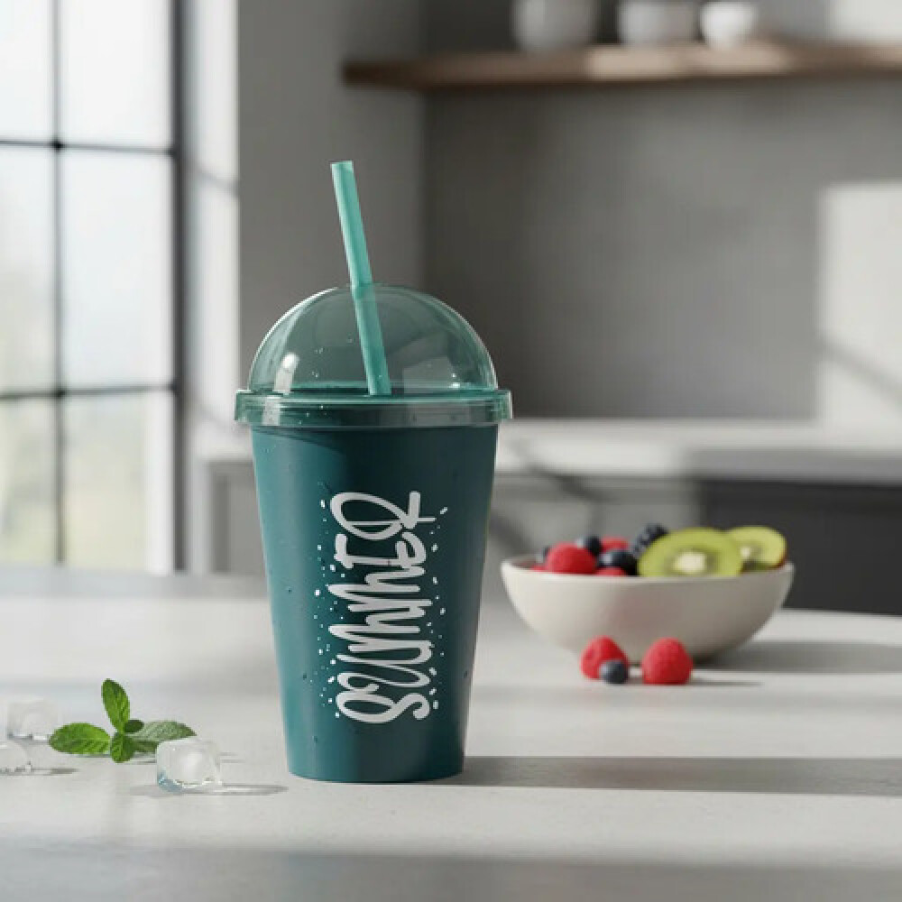 Vaso con tapa y sorbete 450 ml QLUX IDEAS Vaso con tapa y sorbete 450 ml QLUX IDEAS