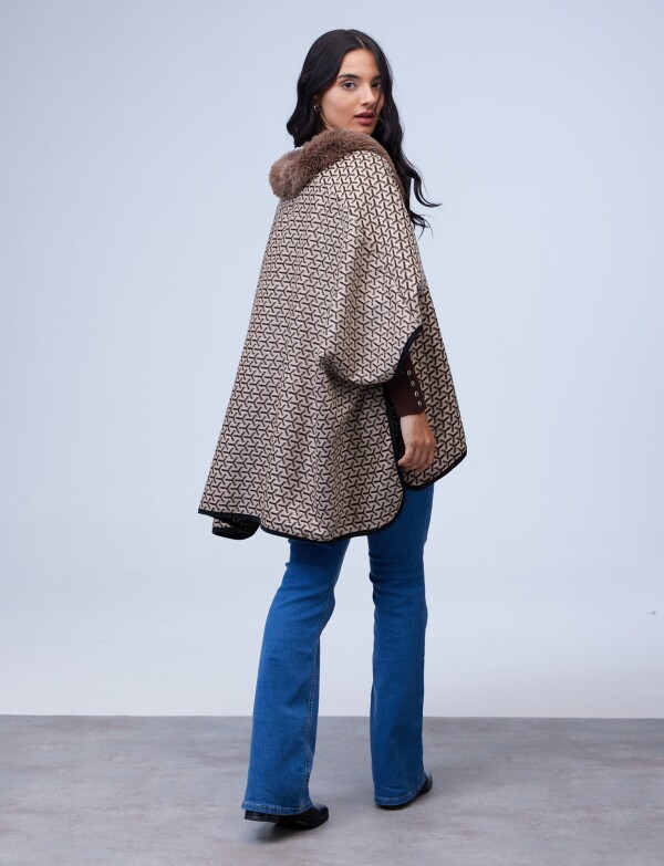 Ruana Faux Fur MARRON/MULTI