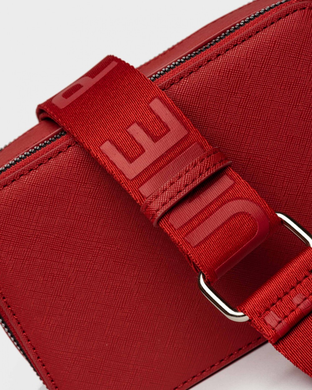 Mini bag New Penny en efecto cuero Rojo