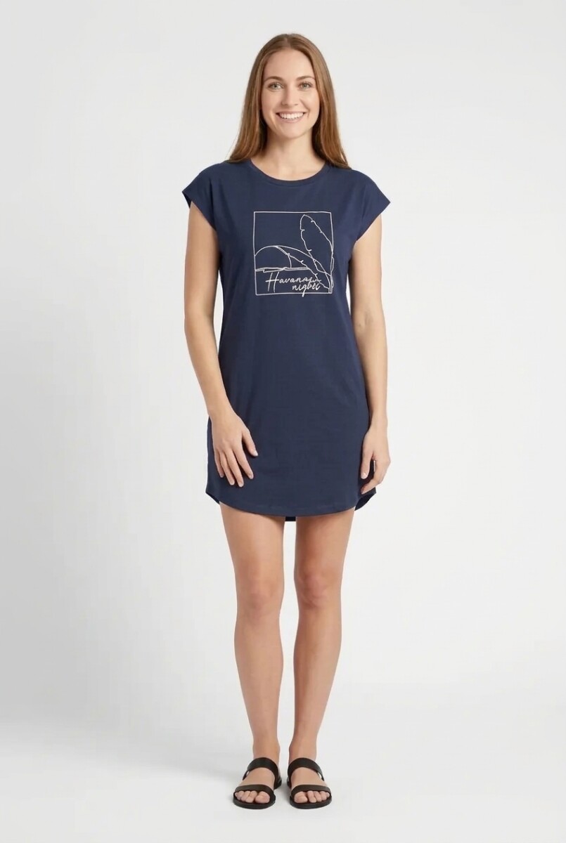 Vestido remeron estampado - Azul marino 