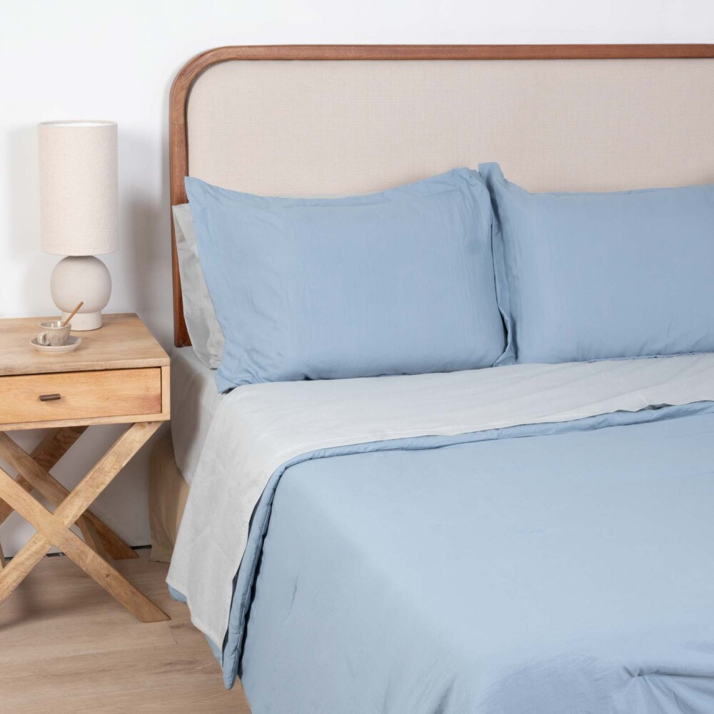 SET CUBRECAMA 1 1/2 PLAZA POLIESTER AZUL PREWASHED AZUL MARINO