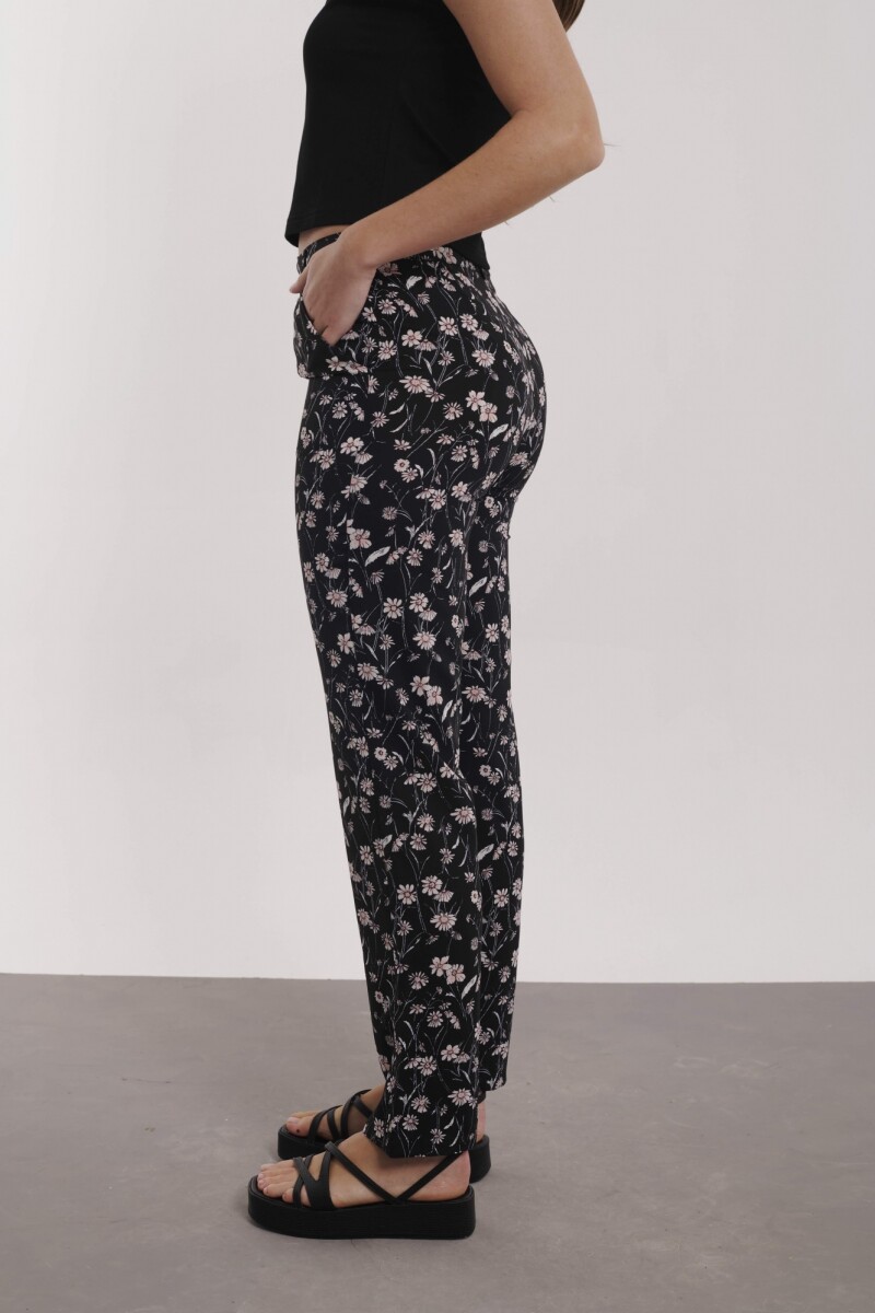 PANTALON LAURA ESTAMPADO NEGRO Y ROSA