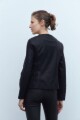 Chaqueta eco-cuero con cortes en tul negro