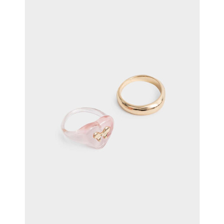 Sets Anillos Con Corazón Dorado