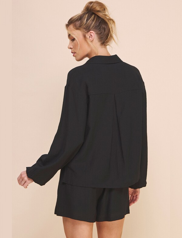 Blusa Holgada Escote V Cruzado NEGRO