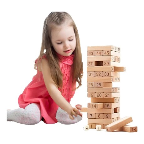 De Ingenio Torre de Madera Jenga Clásico con Números 001