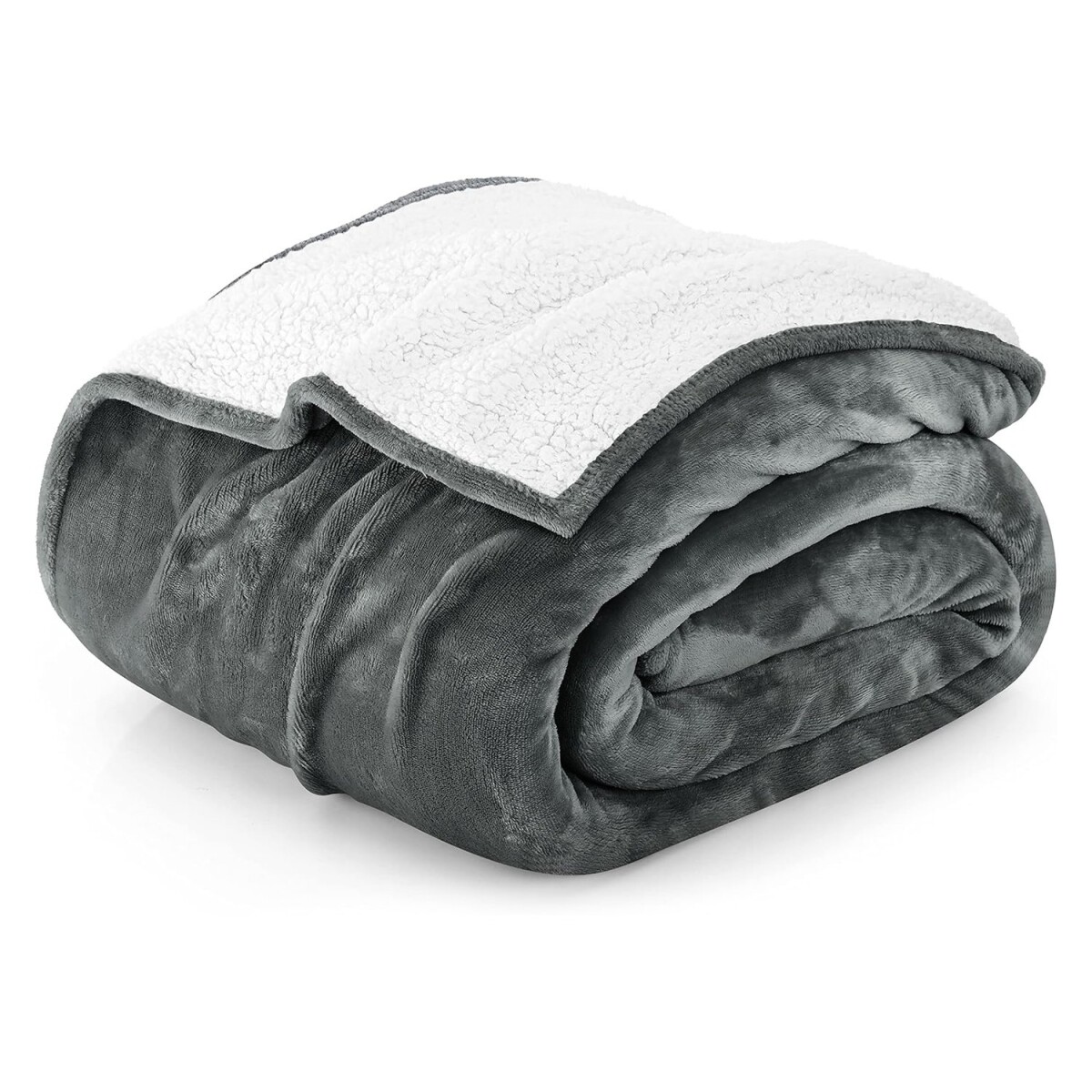 Frazada Manta Polar Con Corderito 2 Plazas 230x210cm - Color Variante Gris Oscuro 