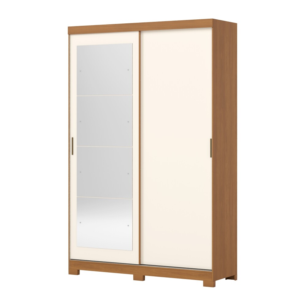 ROPERO LUCCA 2 PUERTAS 2 CAJONES INTERNOS CON ESPEJO GUARDARROPA CLOSET ARMARIO OFF WHITE