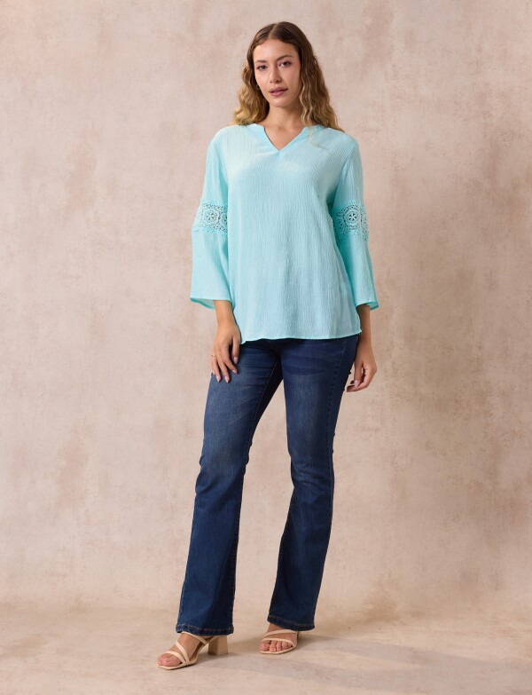 Blusa Manga Calada VERDE AGUA