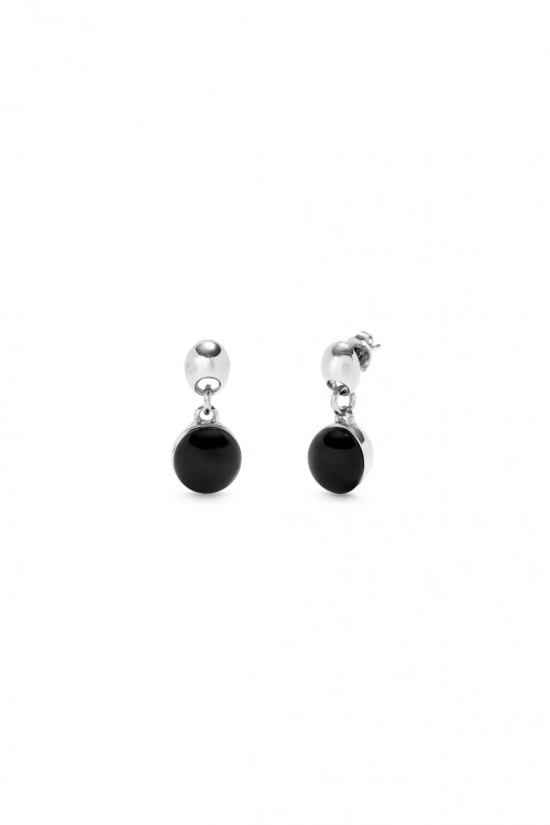 PENDIENTES EN ALEACIAÓN DE METALES BAÑADA EN PLATA DE LEY CON CRISTAL DE MURANO NEGRO Pendiente