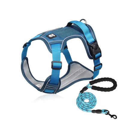 Arnés Y Correa Nylon 1.5m Reforzado Ajustable Azul