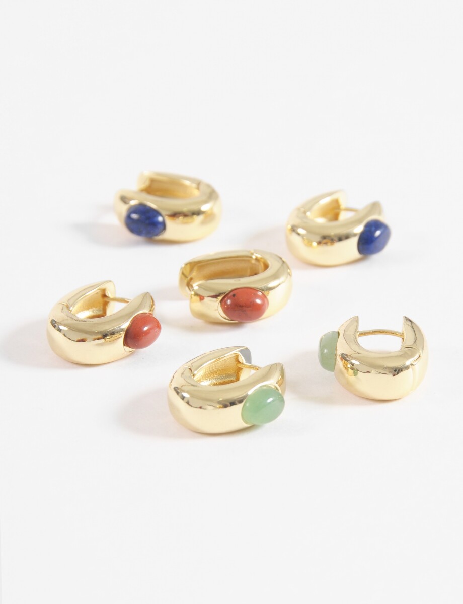 Set aros detalle piedra - dorado 