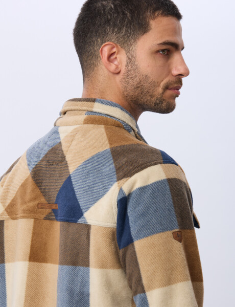 CAMPERA POLAR A CUADROS Azul