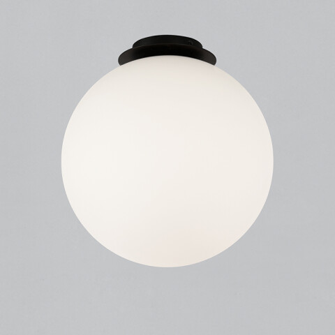 Lámpara de techo negro con globo opal E27 Ø300mm BA0154
