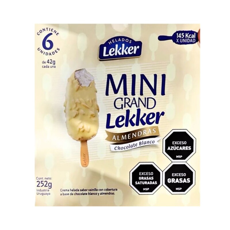 Helado Mini Grand Crema y Choco c/Almendras Lekker - 6 ud. - 252 g Helado Mini Grand Crema y Choco c/Almendras Lekker - 6 ud. - 252 g