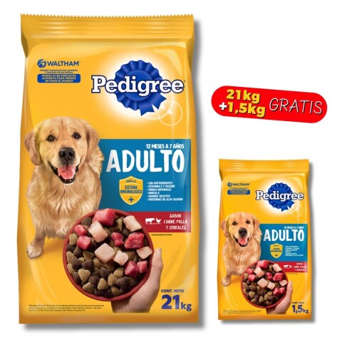 PEDIGREE PERROS ADULTOS 21 + BOLSA DE 1,5 KG DE REGALO