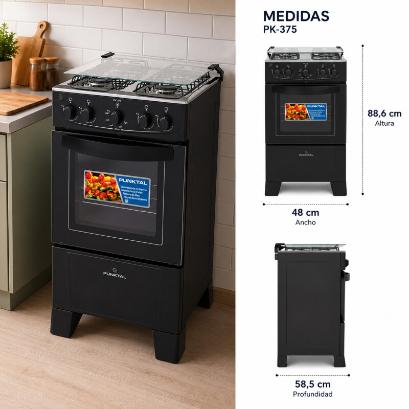 Cocina Punktal Pk-375c Multigas 4 Hornallas Negra Cocina Punktal Pk-375c Multigas 4 Hornallas Negra