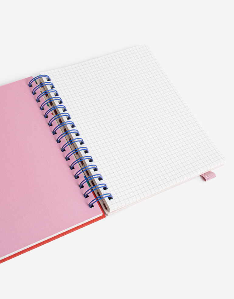 Anotadores Cuadernos y Memos Cuaderno Cuaderno Anillado Tapa Dura Estampado, Con Elástico Rosa. Cuenta Con 140 Hojas: 70 Rayadas, 70 Cuadr - Combinacion Multicolor