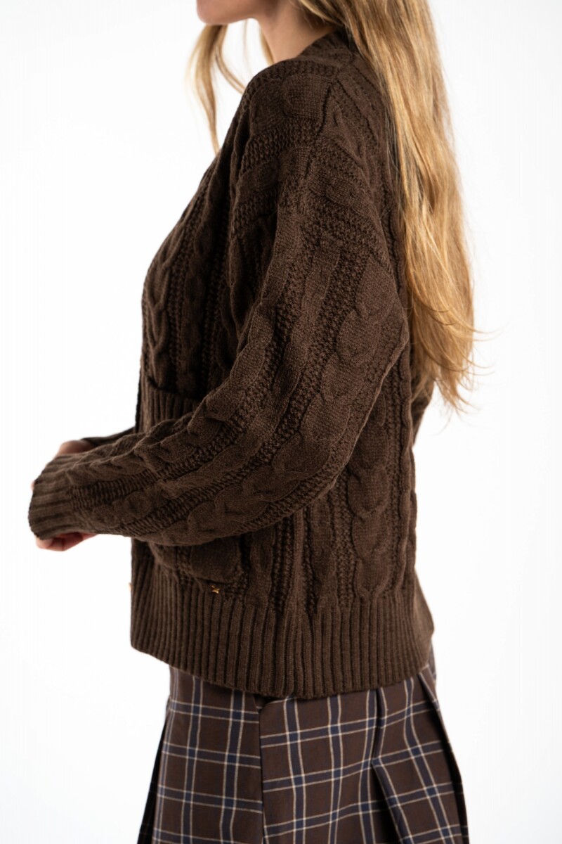 Cardigan Texturado Lana Chocolate