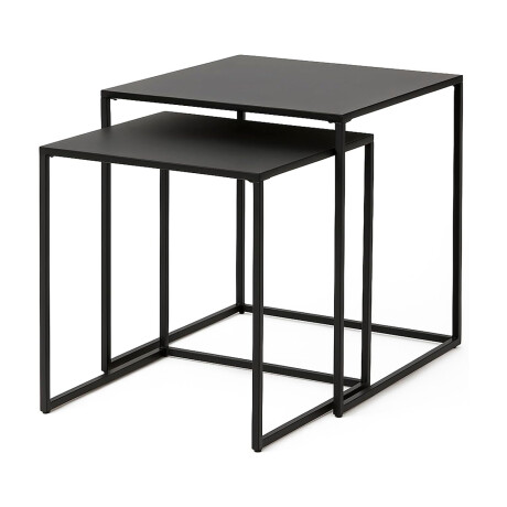 Set x2 Mesas Auxiliares Metal Anidables Decorativas Negro