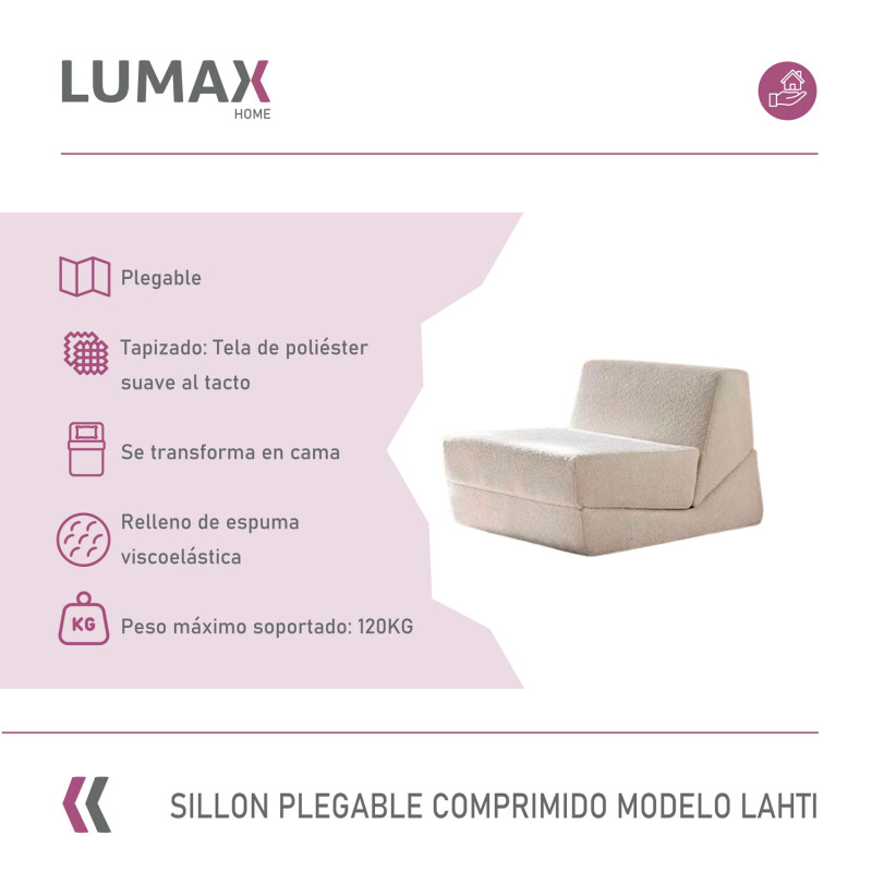 Sillón Sofá Plegable Lumax Modelo Lahti en caja Compactado Beige