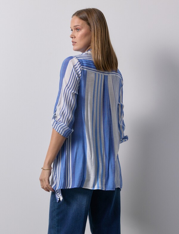 Camisa Larga BLANCO/AZUL