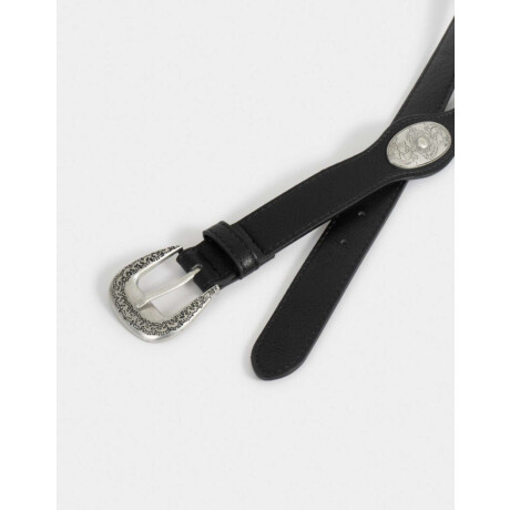 Cinturón Hebilla Grabada Negro Negro