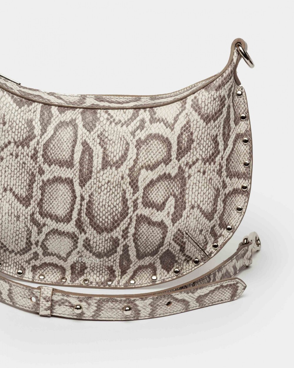 Bandolera Luna En Cuero Snake Print Natural