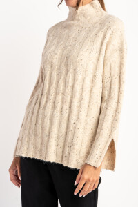 Polera Texturada Bouttonne Beige Melange