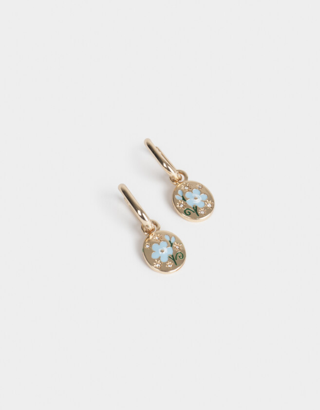 Aros Argollas Con flores Aros Argolla Con Dije Flor - Dorado