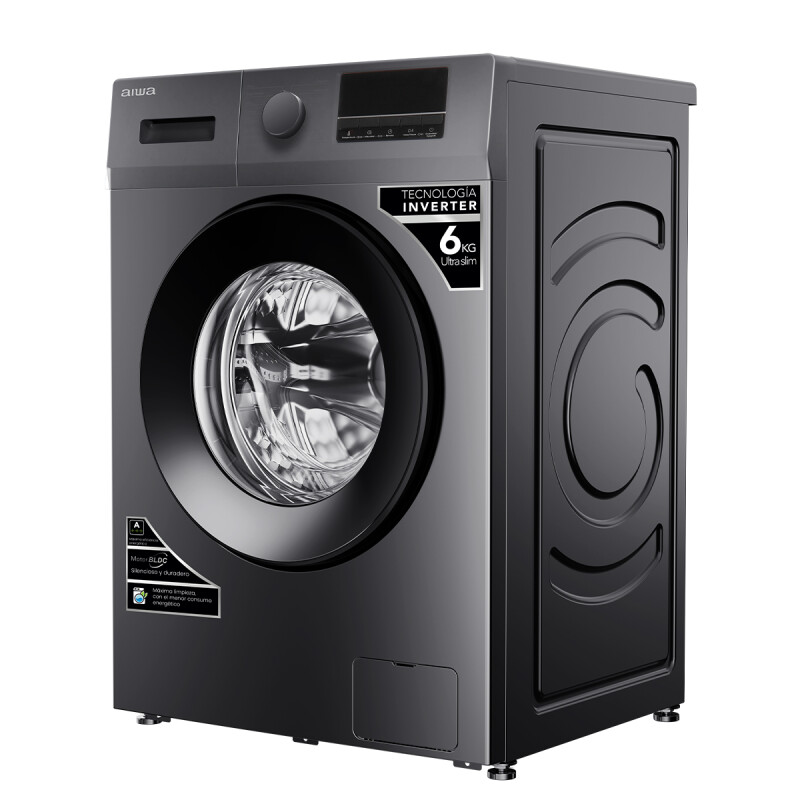 Lavarropas Automático Carga Frontal AIWA 6KG Inverter Gris