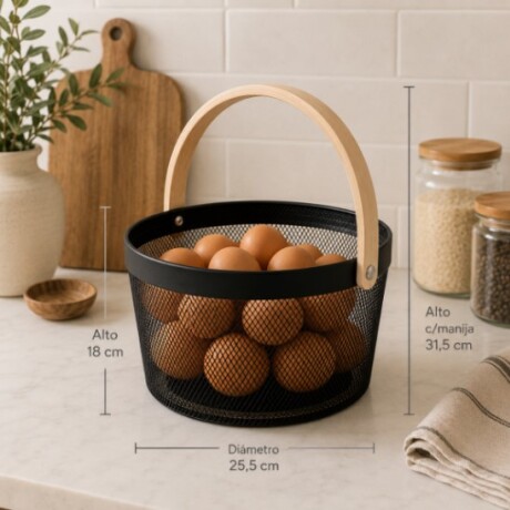 Canasto Organizador Multiusos Negro Metal/Bambú 26cm x Alto 18cm Canasto Organizador Multiusos Negro Metal/Bambú 26cm x Alto 18cm