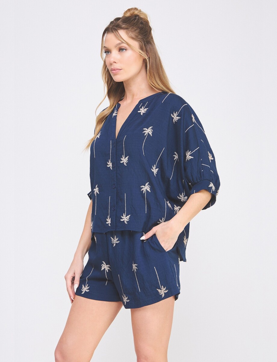 Blusa Bordada - Azul 