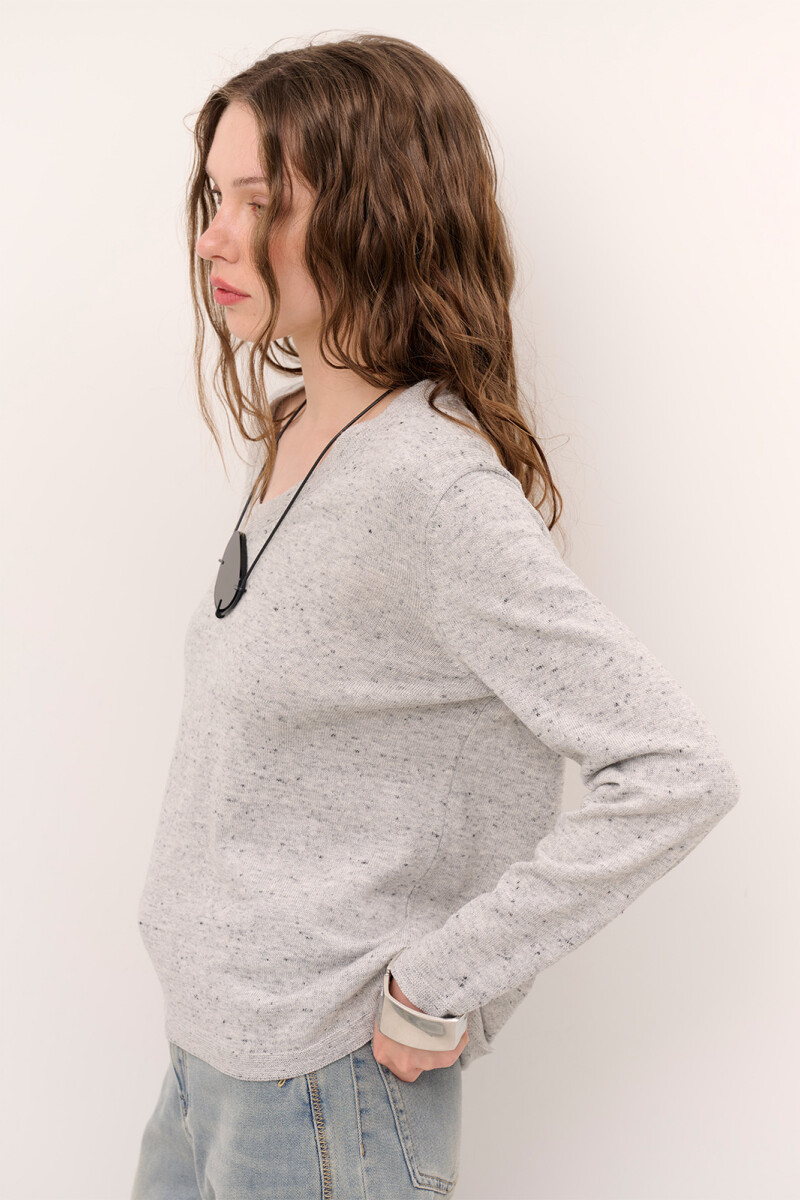 SWEATER V BOUTONE GRIS