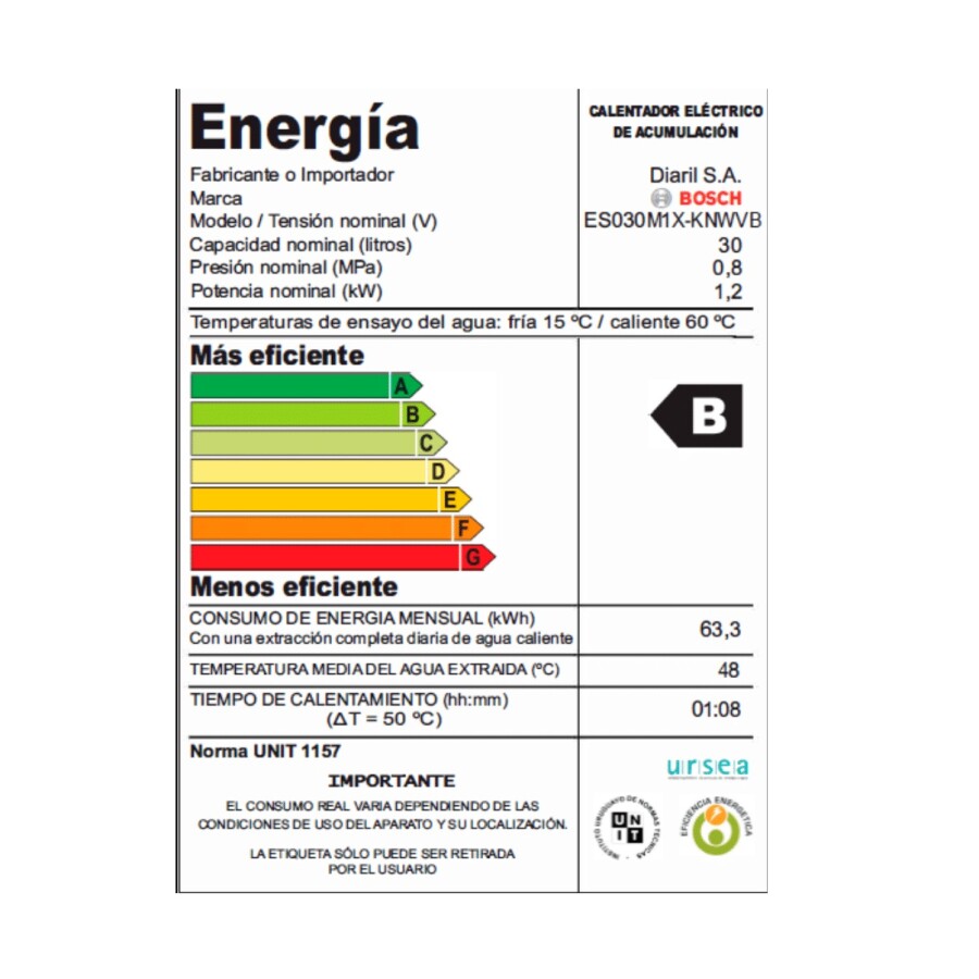 Calefón Bosch de 30 lts ES030M1X-KNWVB Calefón Bosch de 30 lts ES030M1X-KNWVB