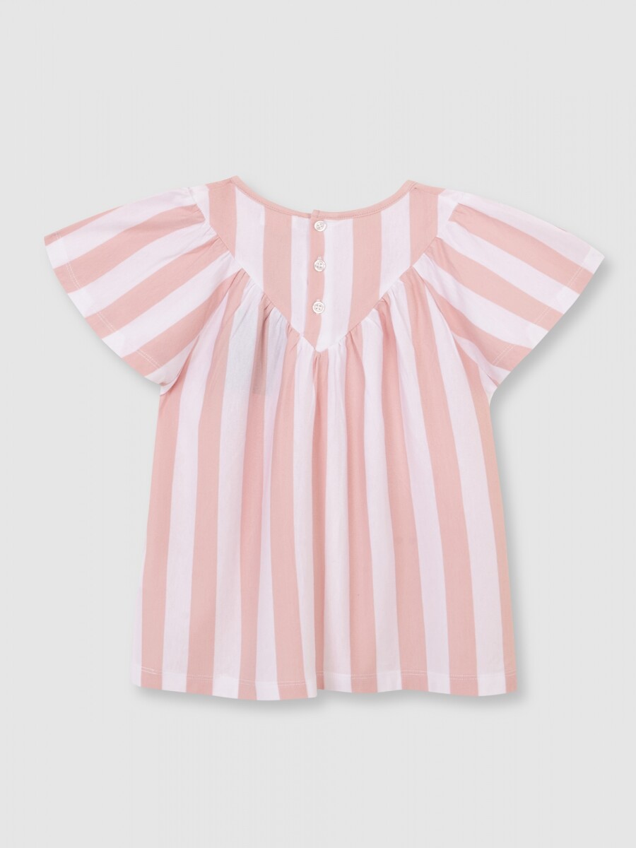 Camiseta De Rayas Rosa