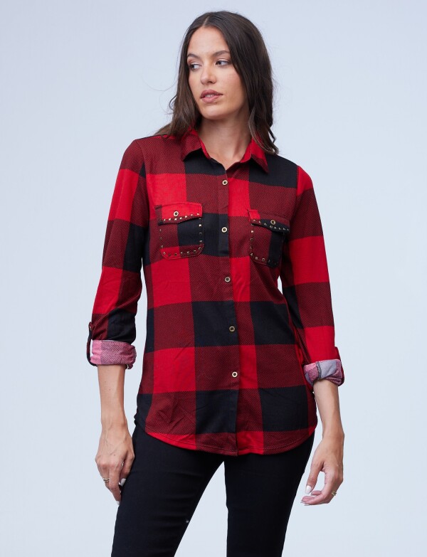 Camisa Soft Cuadrille NEGRO/ROJO