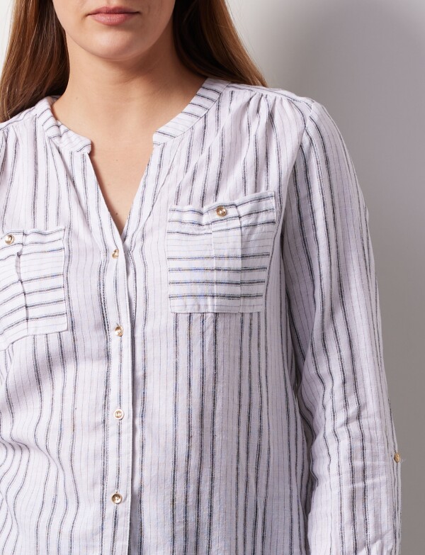 Blusa Lino Lineas BLANCO/NEGRO