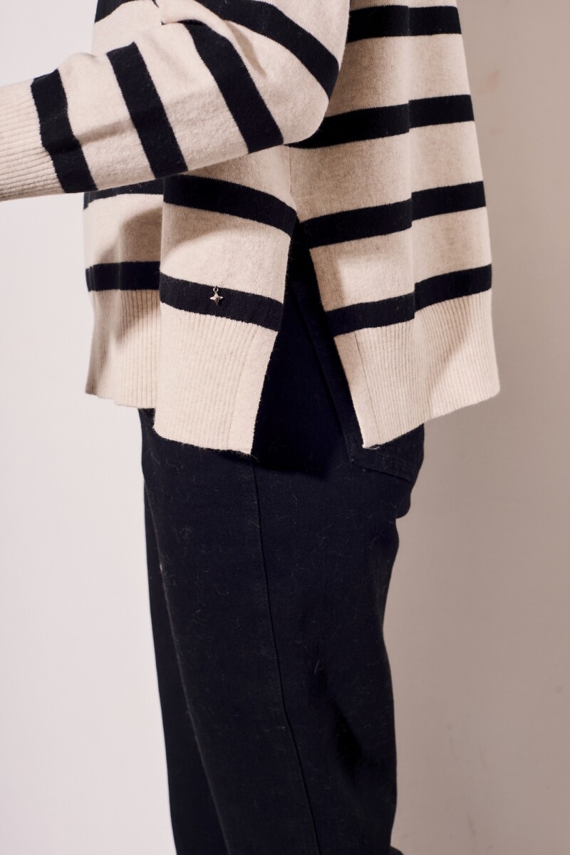 Polera Rayada Beige Melange