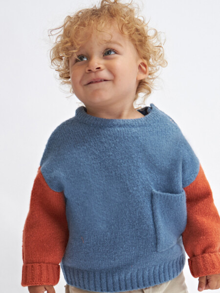 Sweater de punto bloque de color Azul