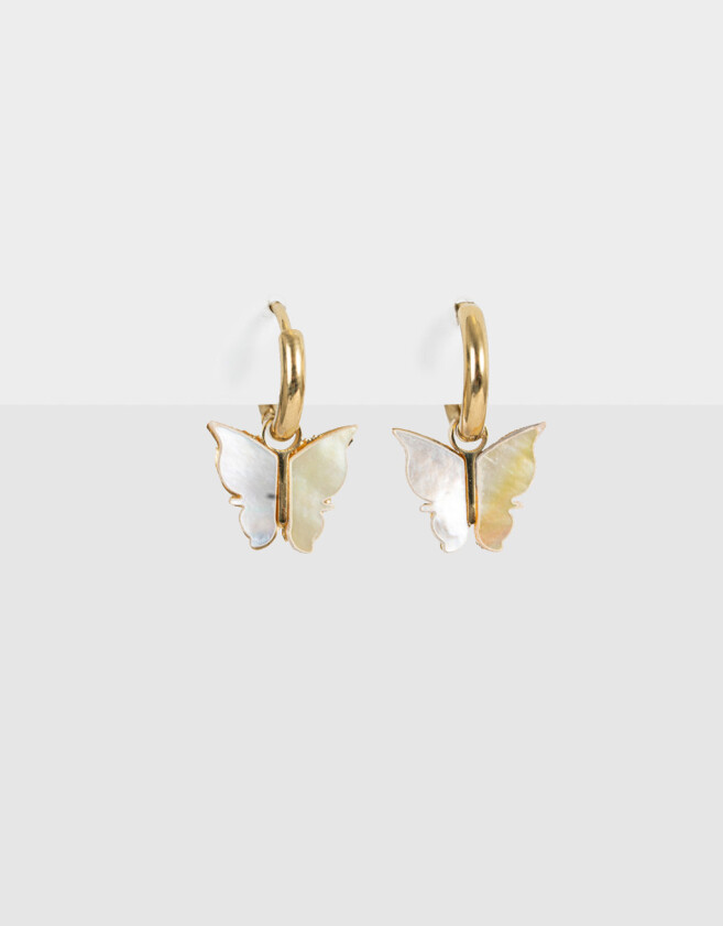 Aros Argollas Premium Gold Aros Argollas De Mariposa - Dorado