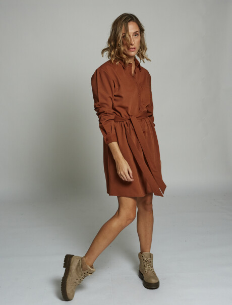Vestido mini camisero cobre