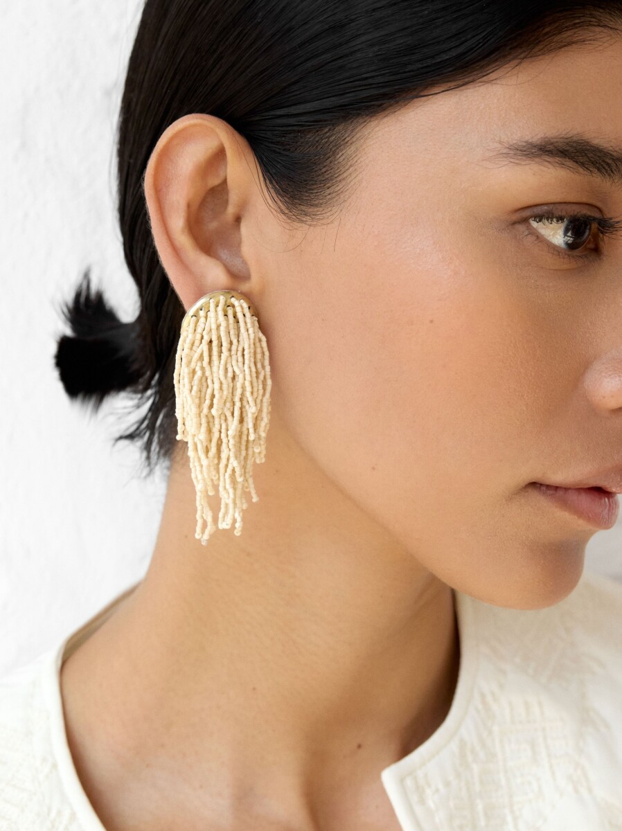 Pendientes Largos Con Colgantes - blanco 