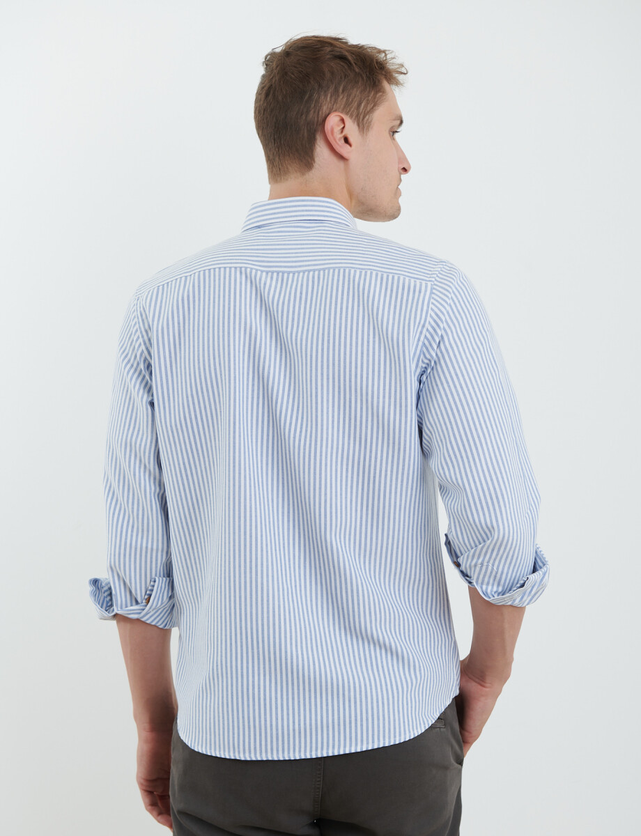 012622 CAMISA HARRINGTON LABEL Azul / Natural