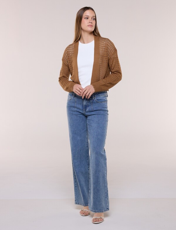 Cardigan Corto Calado TOSTADO