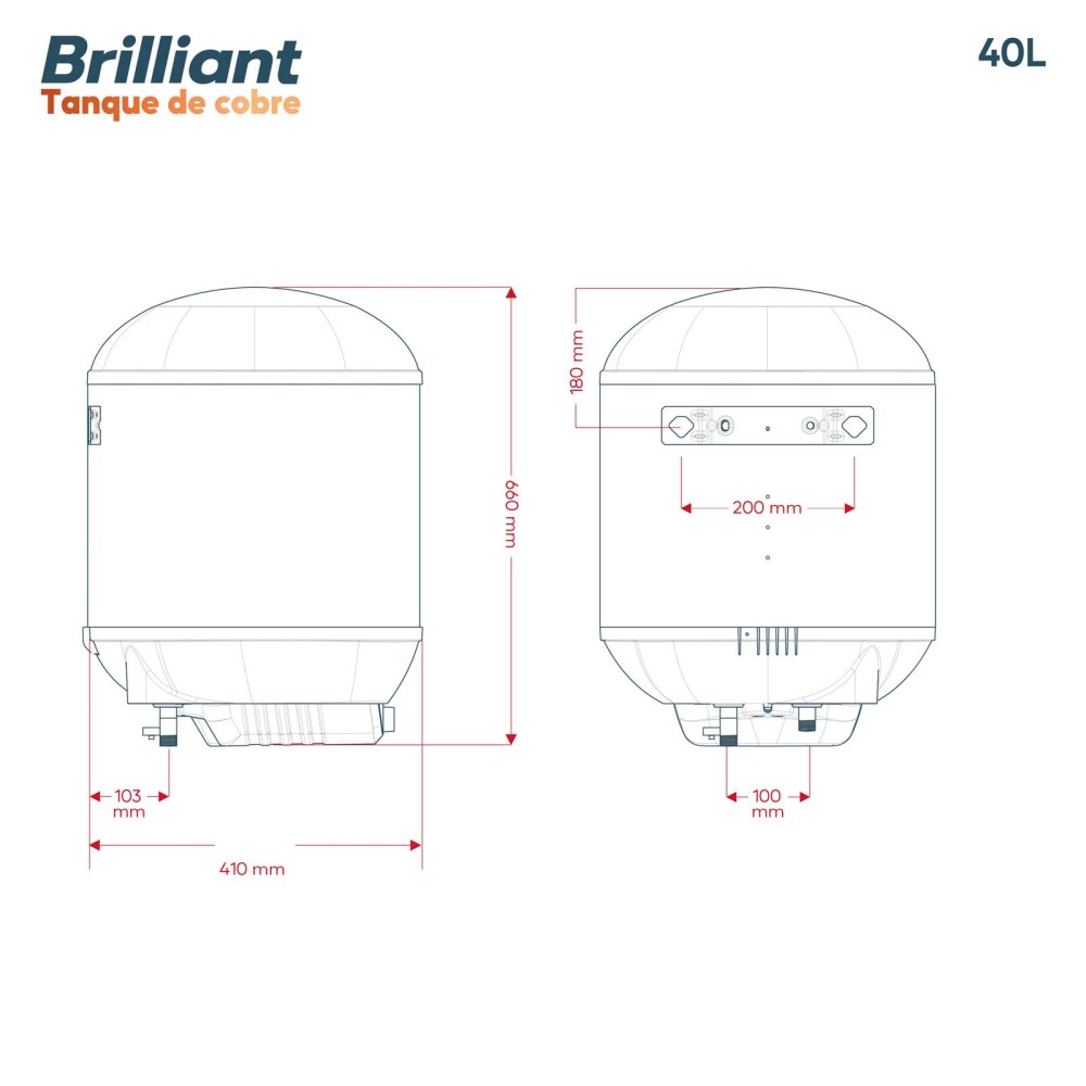 TERMOTANQUE BRILLIANT COBRE 40L BRCC40WH