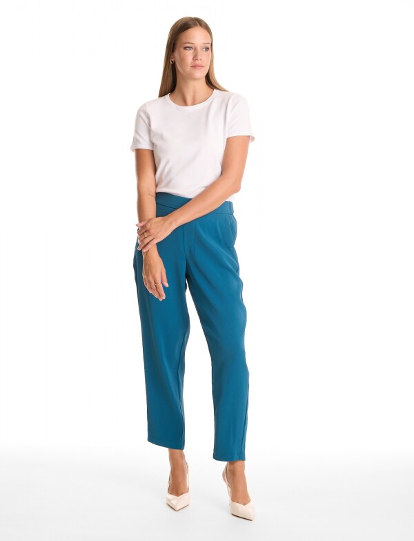 Pantalon Relaxed Fit & Cintura Elástica Posterior PETROLEO